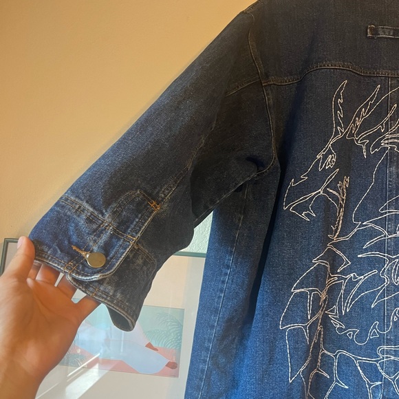 Vintage hand embroidered denim trench - Picture 7 of 7